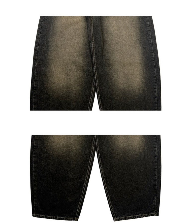 ビンテージウォッシングデニムワイドパンツ