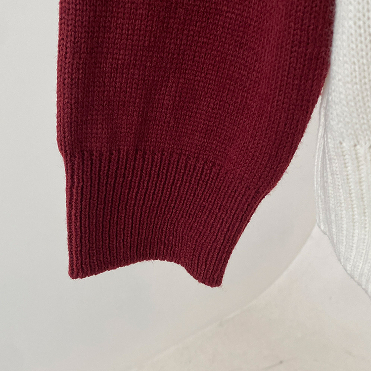 티켄 레터링 배색 라운드 나그랑 루즈핏 니트