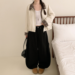 チェックオーバーフィットジャンパー IVORY