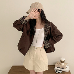 チェックオーバーフィットジャンパー BROWN