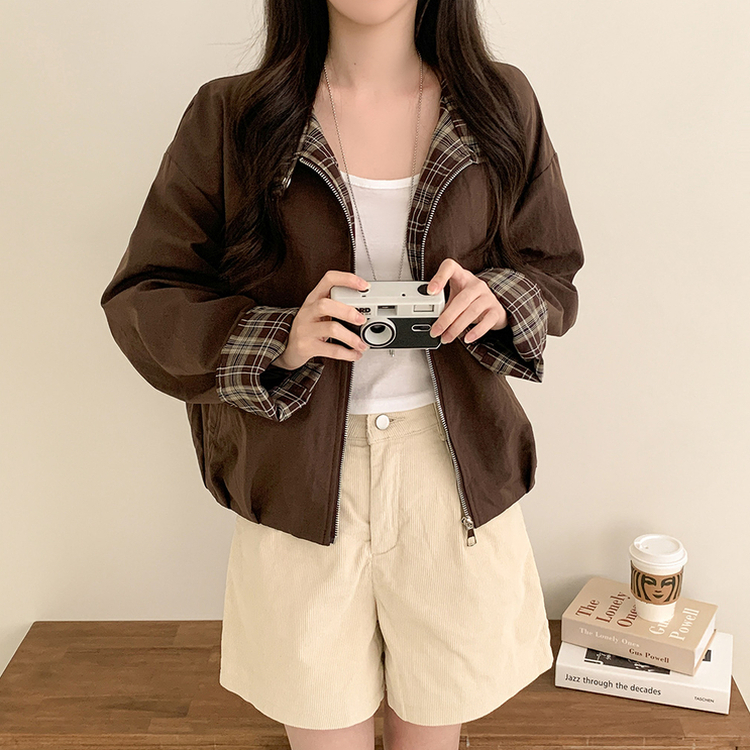 チェックオーバーフィットジャンパー BROWN