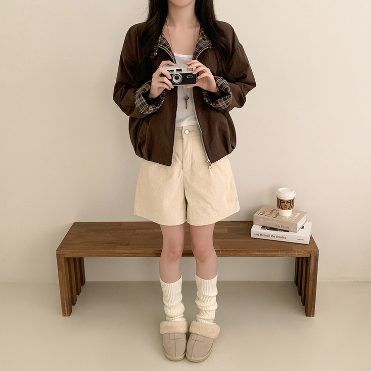 チェックオーバーフィットジャンパー BROWN