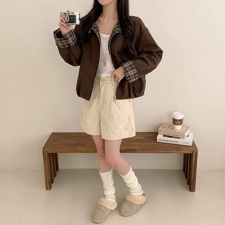 チェックオーバーフィットジャンパー BROWN