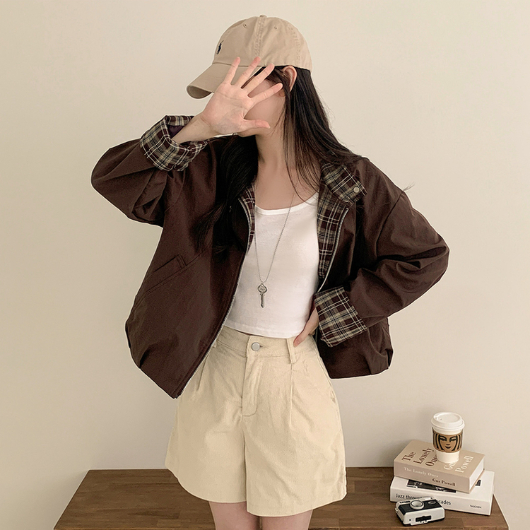 チェックオーバーフィットジャンパー BROWN