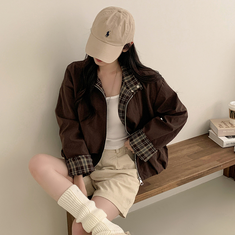 チェックオーバーフィットジャンパー BROWN