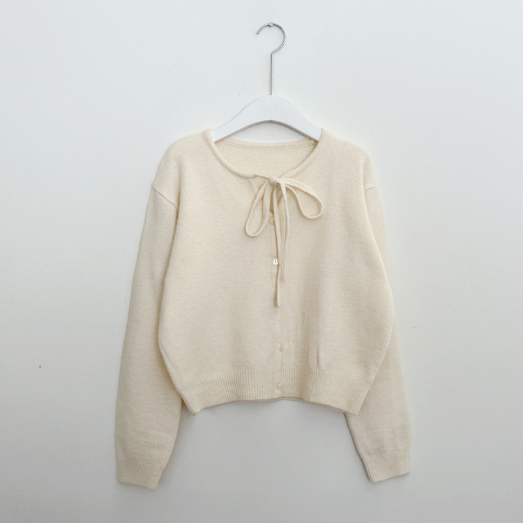 ニットリボンラウンドカーディガン