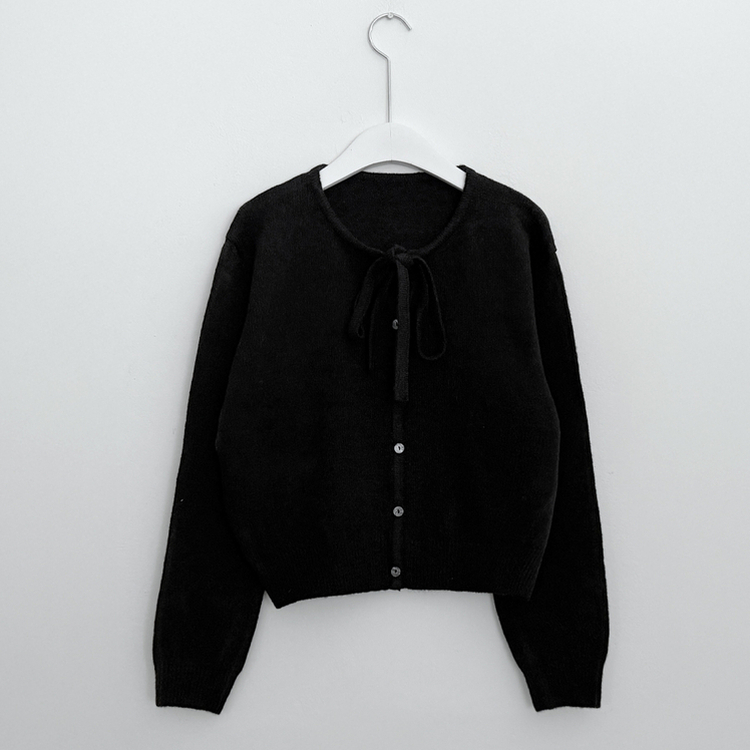 ニットリボンラウンドカーディガン