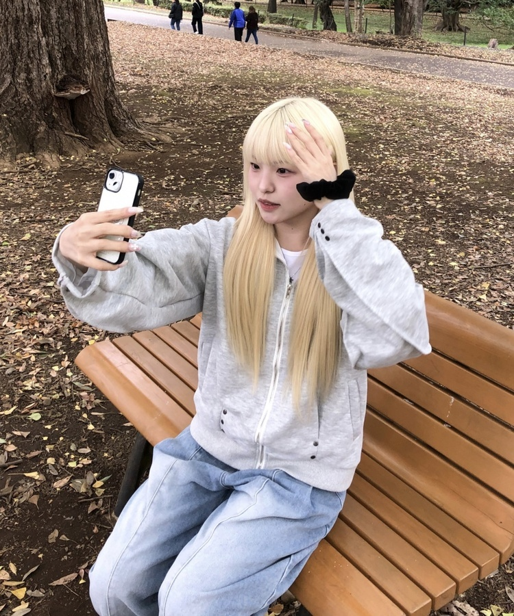 스터드 리벳 후드집업 그레이