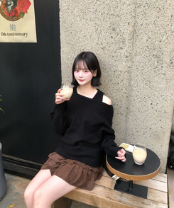 코지 레이어드 니트 세트 블랙