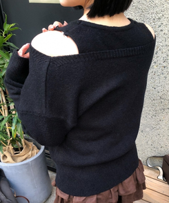 코지 레이어드 니트 세트 블랙