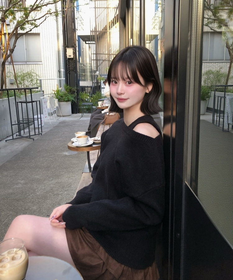 코지 레이어드 니트 세트 블랙