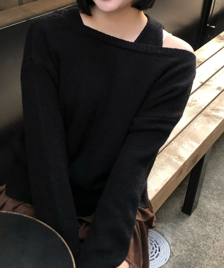 코지 레이어드 니트 세트 블랙