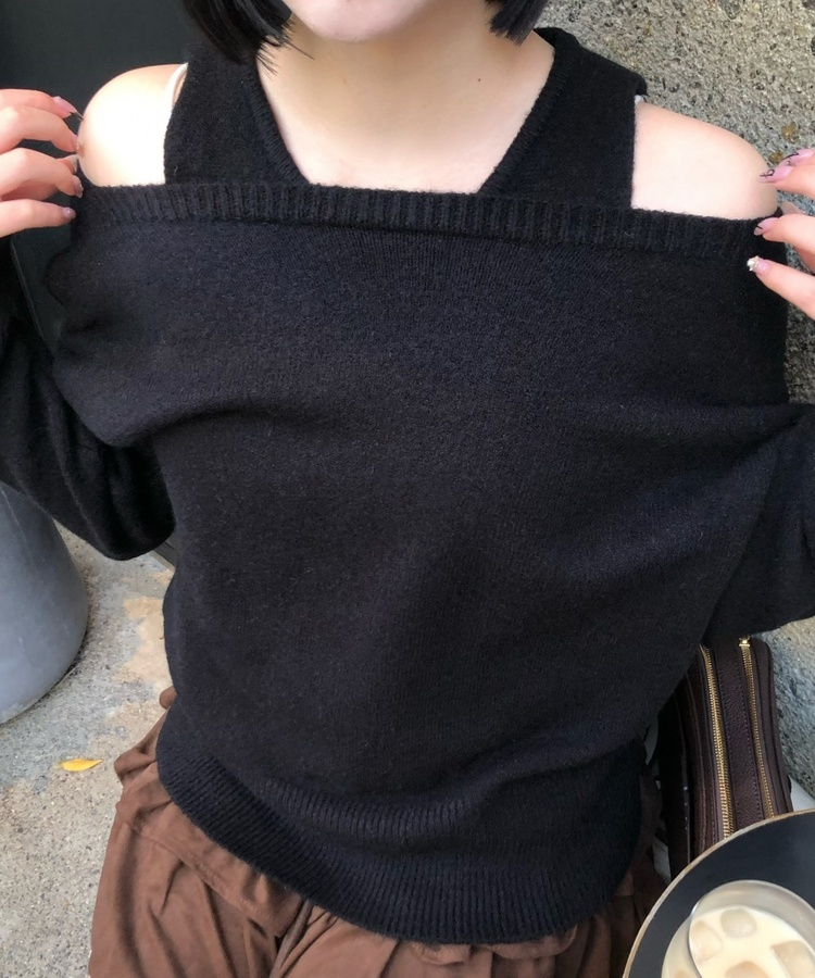 코지 레이어드 니트 세트 블랙