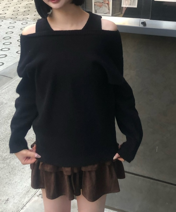 코지 레이어드 니트 세트 블랙