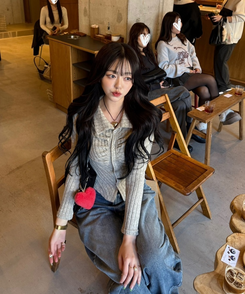 골지 셔링 긴팔티셔츠 베이지