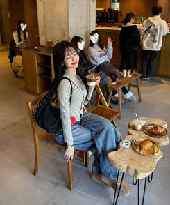 골지 셔링 긴팔티셔츠 베이지