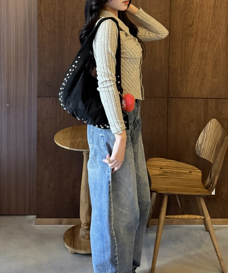 골지 셔링 긴팔티셔츠 베이지