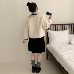 スエードピンタックフレアミディスカート BLACK