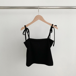 【SET】リボンビスチェ ドットラウンド長袖Tシャツ