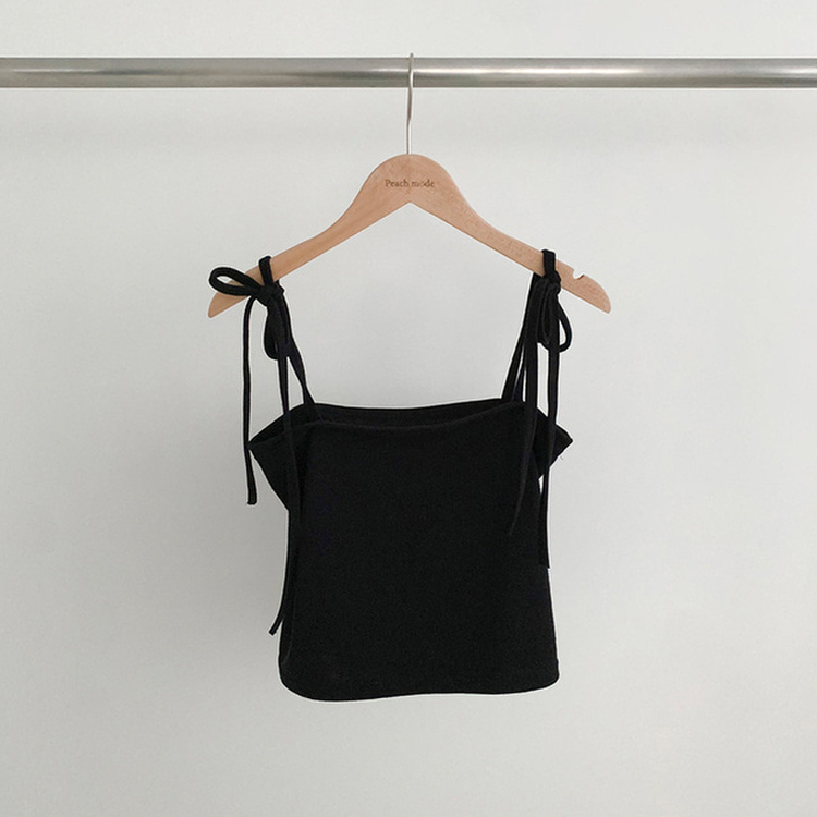 【SET】リボンビスチェ ドットラウンド長袖Tシャツ