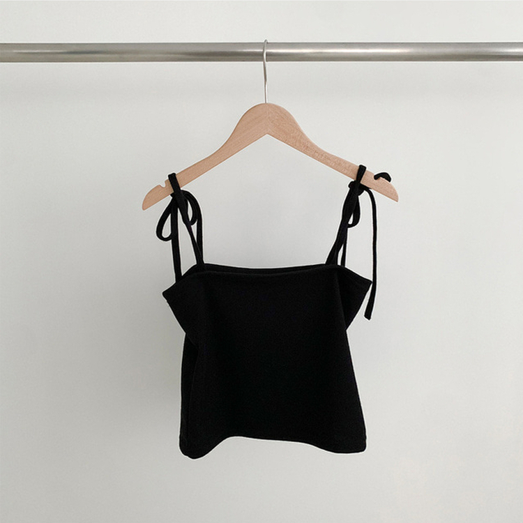 【SET】リボンビスチェ ドットラウンド長袖Tシャツ