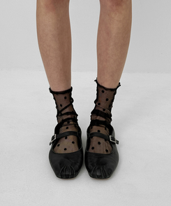 ウェーブシースルードットソックス BLACK