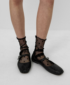 ウェーブシースルードットソックス BLACK