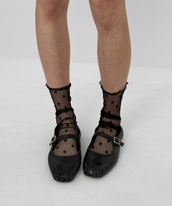 ウェーブシースルードットソックス BLACK