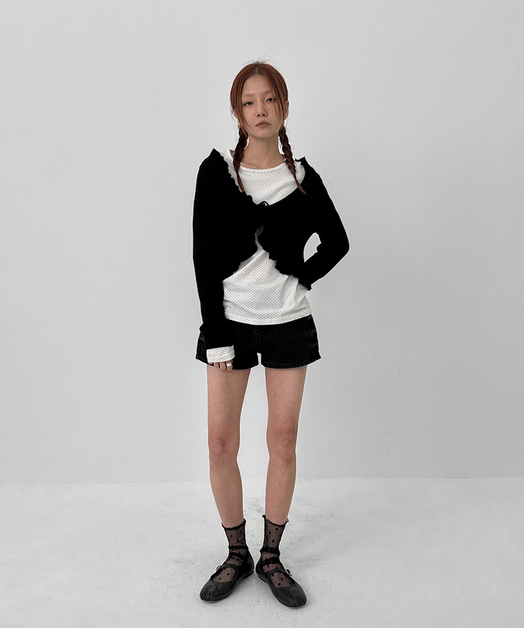 ウェーブシースルードットソックス BLACK