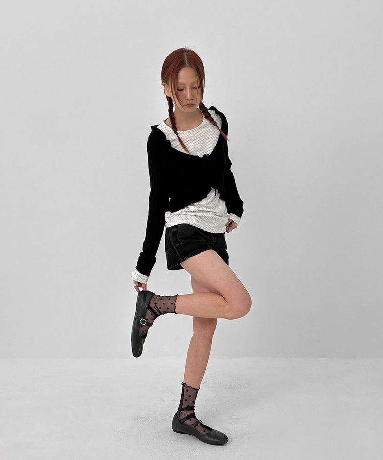 ウェーブシースルードットソックス BLACK