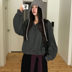 ストライプストリングTシャツ(5color) BLACK