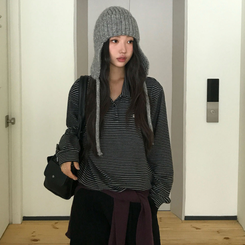 ストライプストリングTシャツ(5color) BLACK