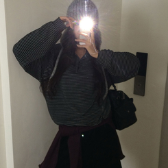 ストライプストリングTシャツ(5color) BLACK