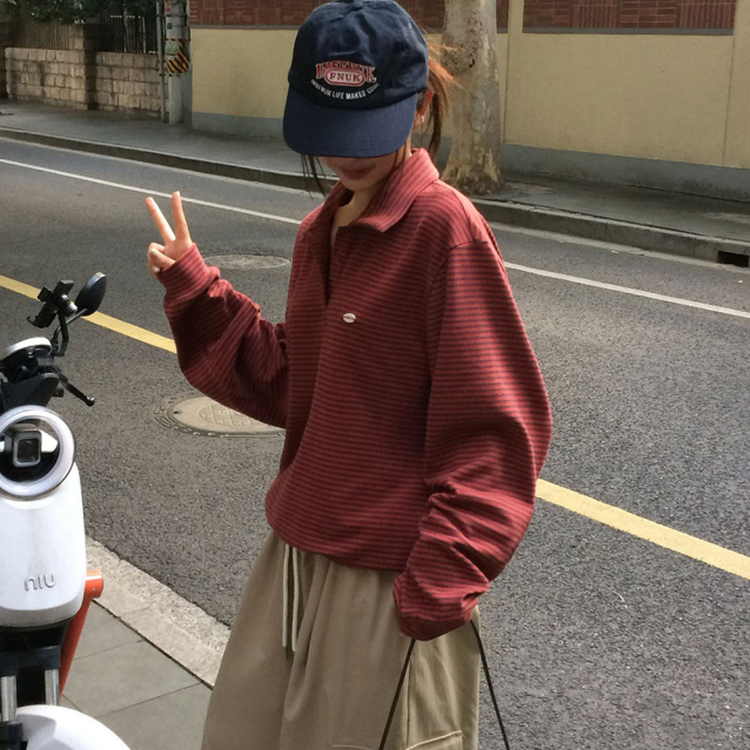 ストライプストリングTシャツ(5color) RED