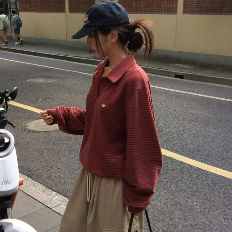 ストライプストリングTシャツ(5color) RED