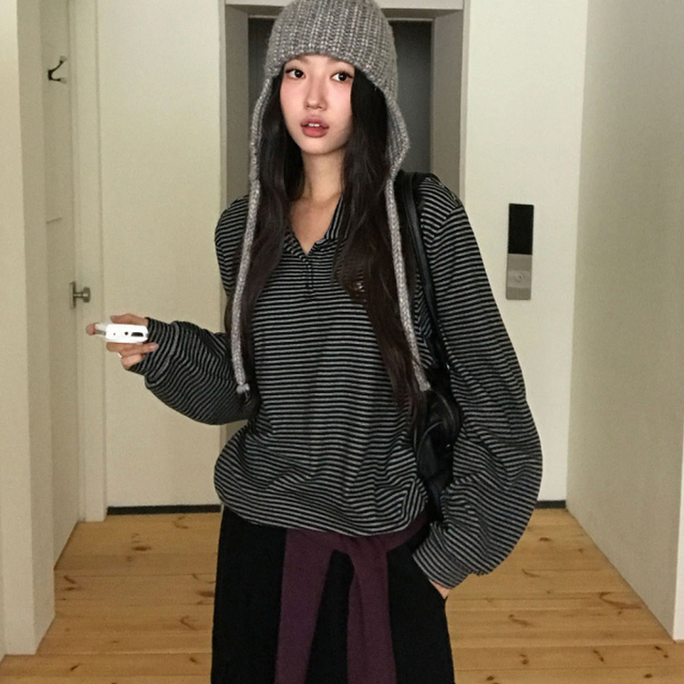 ストライプストリングTシャツ(5color) BLACK