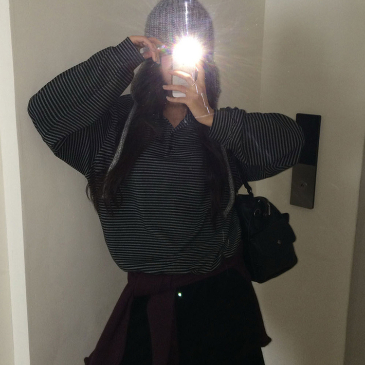 ストライプストリングTシャツ(5color) BLACK