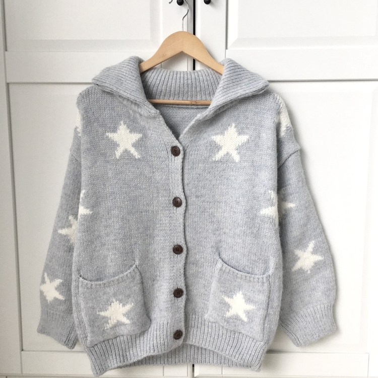 우드버튼 스타 키치 해비 아우터 포켓 카라 니트가디건