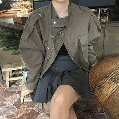 ミリタリークロップクロップジャンパー KHAKI