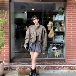 ミリタリークロップクロップジャンパー KHAKI