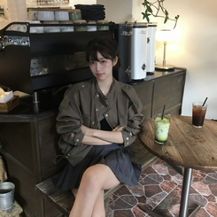 ミリタリークロップクロップジャンパー KHAKI