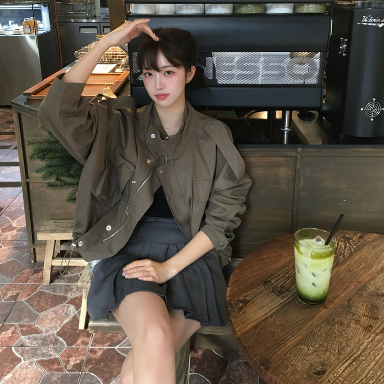 ミリタリークロップクロップジャンパー KHAKI