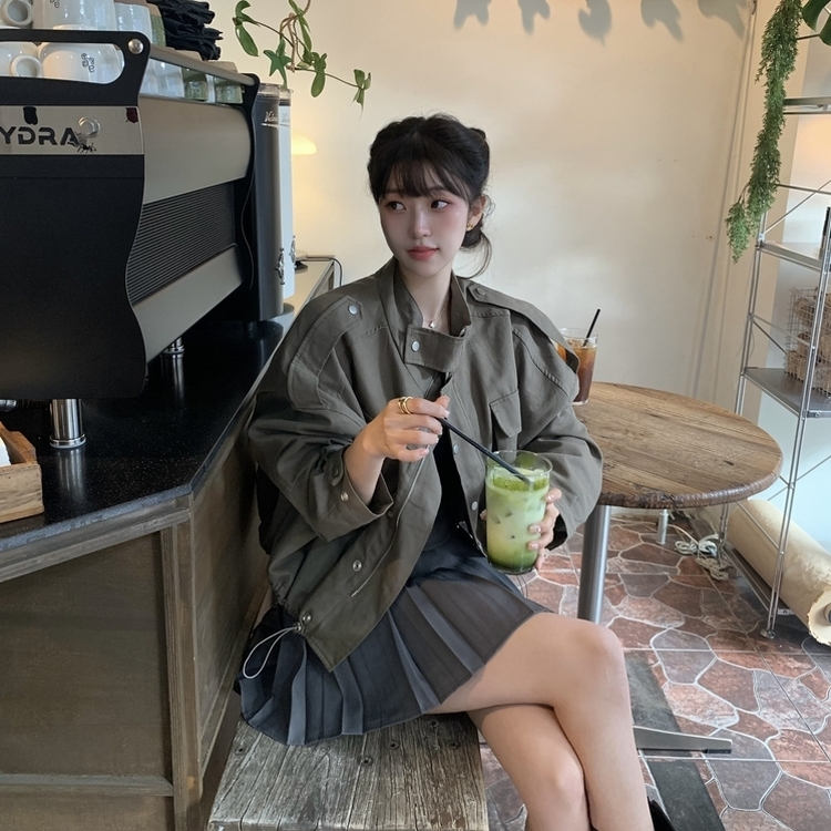 ミリタリークロップクロップジャンパー KHAKI