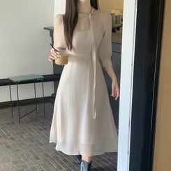 ラボンシースルーロングワンピース BEIGE