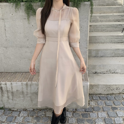 ラボンシースルーロングワンピース BEIGE