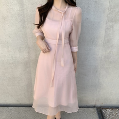 ラボンシースルーロングワンピース PINK