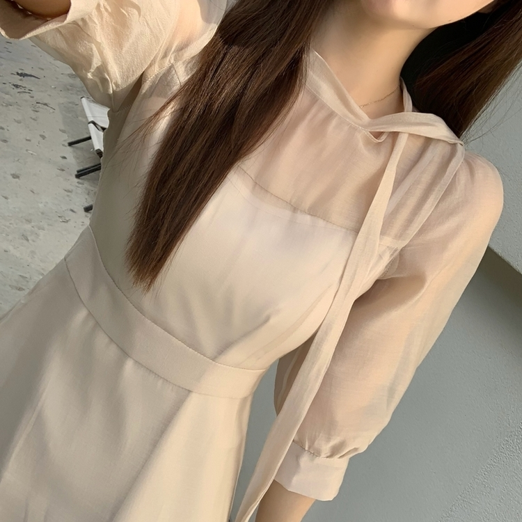 ラボンシースルーロングワンピース BEIGE