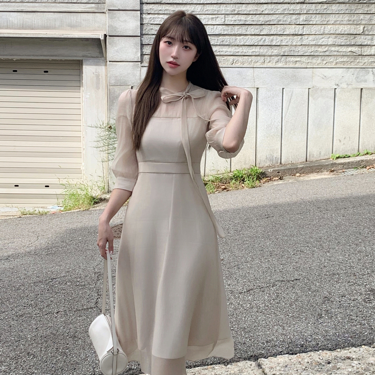 ラボンシースルーロングワンピース BEIGE