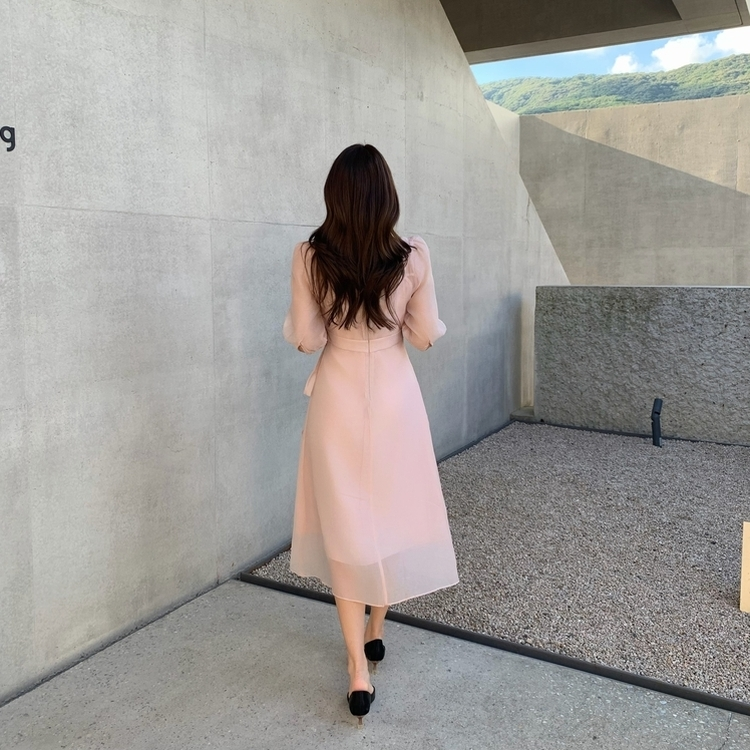 ラボンシースルーロングワンピース PINK