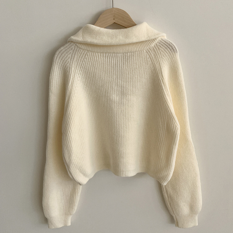 クロップハーフジップアップニット